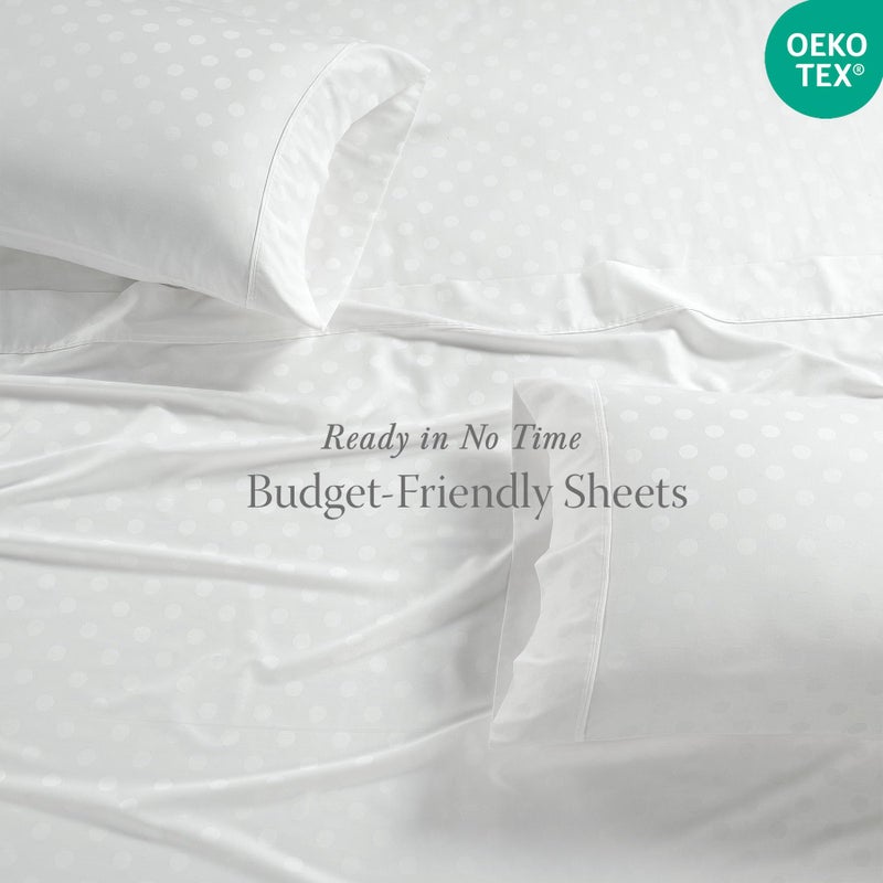 Threadmill Cotton Full Size Sheet Set | 100% Cotton Sheets for Full Size Bed | Damask Jacquard Full Bed Sheets Set with 16â€ Deep Pocket | Soft Sateen Weave 4-Piece Cooling Bedding Set | White - Image 4
